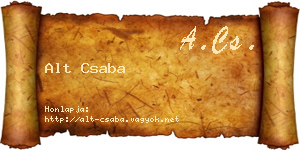 Alt Csaba névjegykártya
